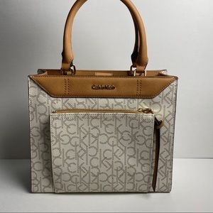 Calvin Klein monogram  leather Satchel Bag